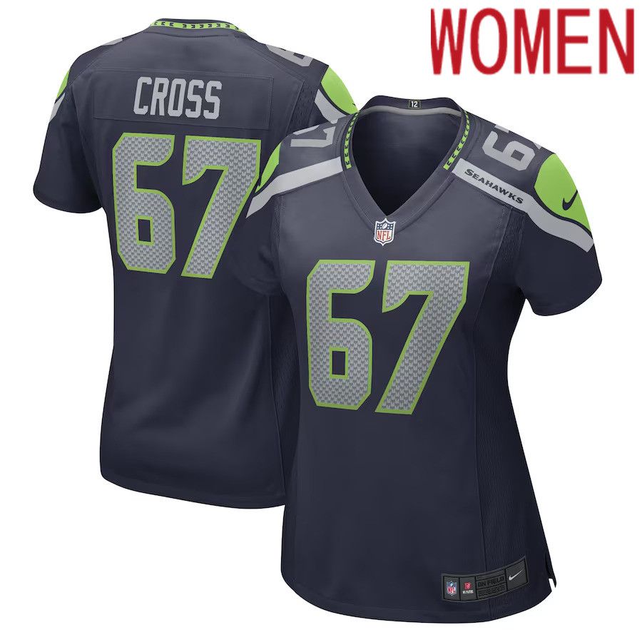 Women Seattle Seahawks #67 Charles Cross Nike College Navy Game Player NFL Jersey->women nfl jersey->Women Jersey